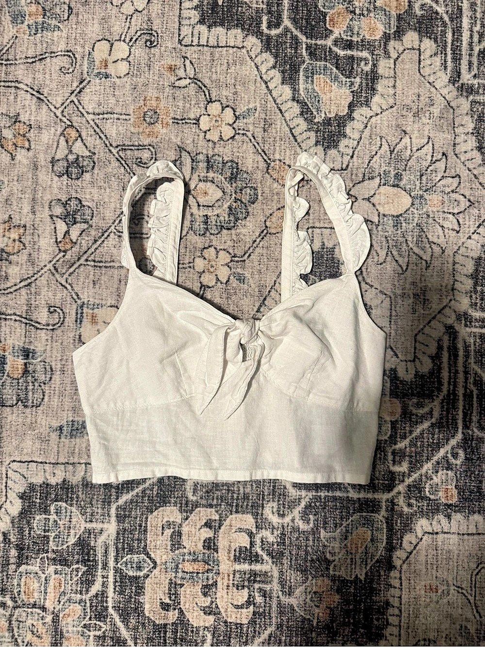 Express White Crop Tank Linen Blend